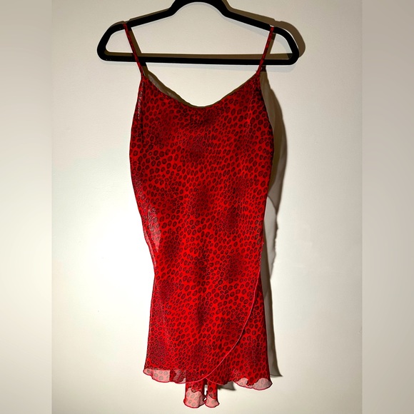 Sexy red and black cheetah print lingerie slip EUC - Picture 1 of 8